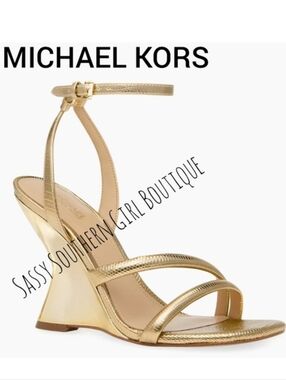 🆕⭐ Micheal Kors Gold Wedge Sandals